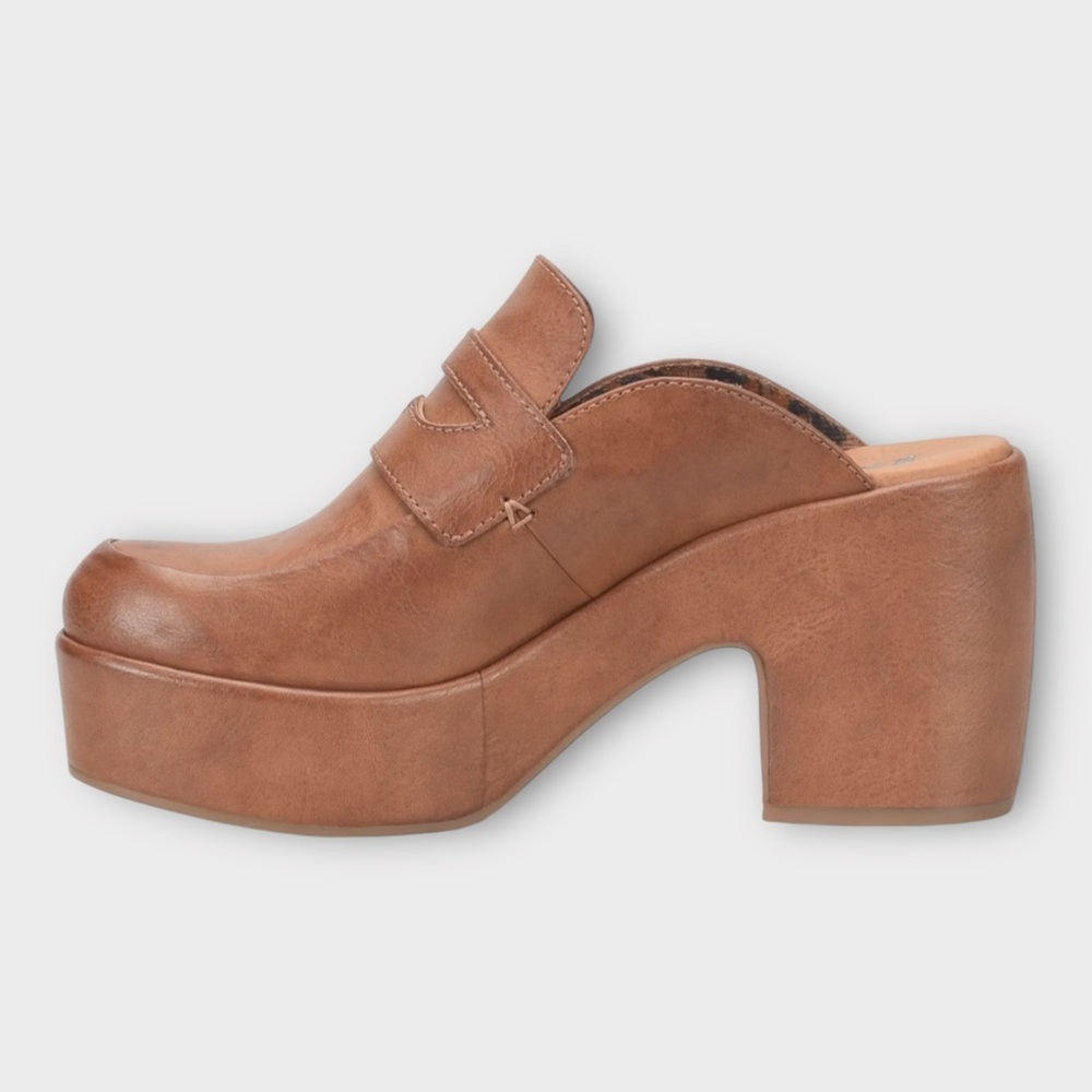 NWOT Korks Stonegate Platform Tan Clogs Sz 11 - Picture 7 of 8